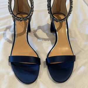Badgley Mischka Navy Blue Embellished Heels